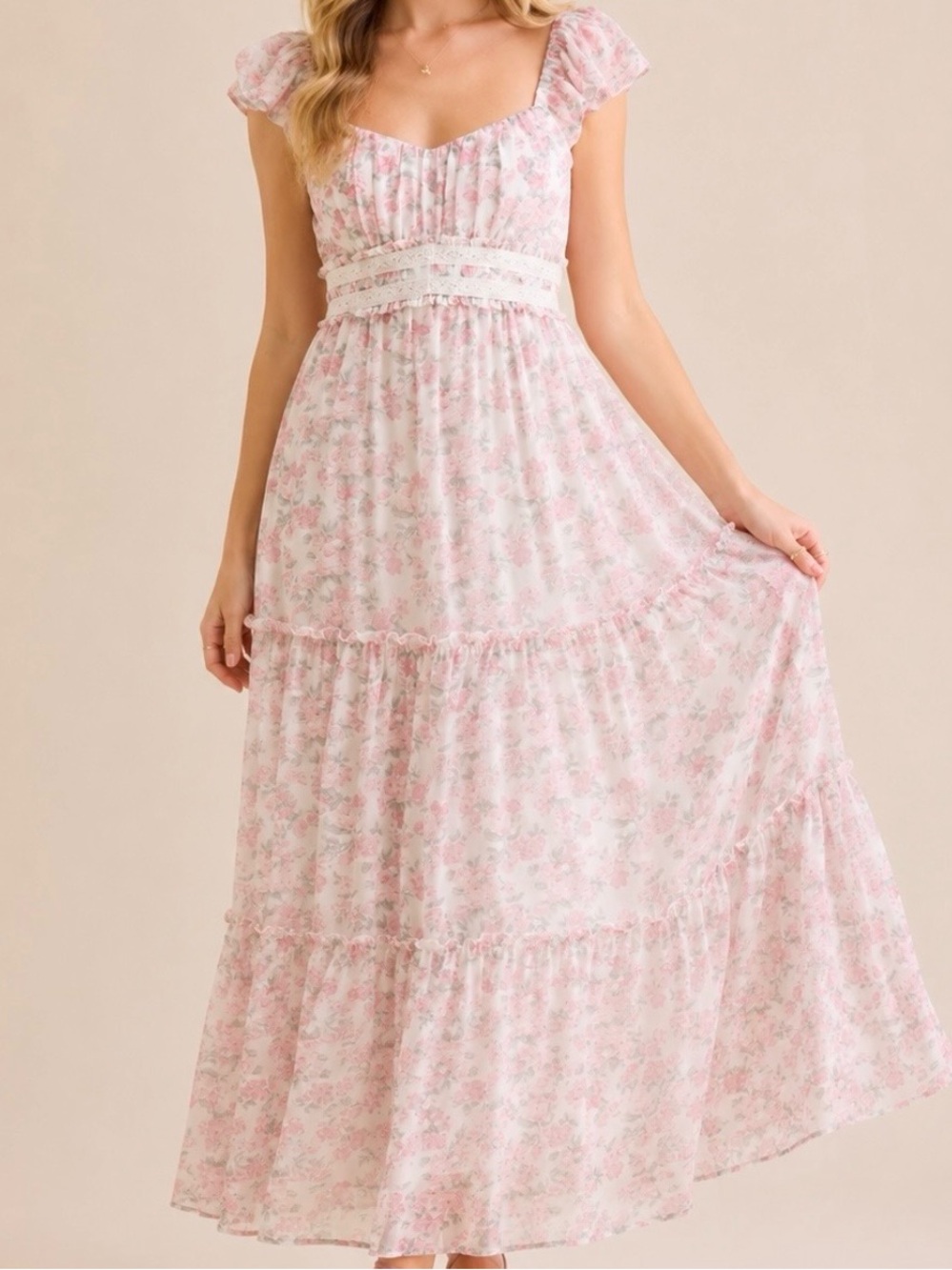 NEW Altar’d State Floral Lace up Maxi Dress Size Small Available NWT